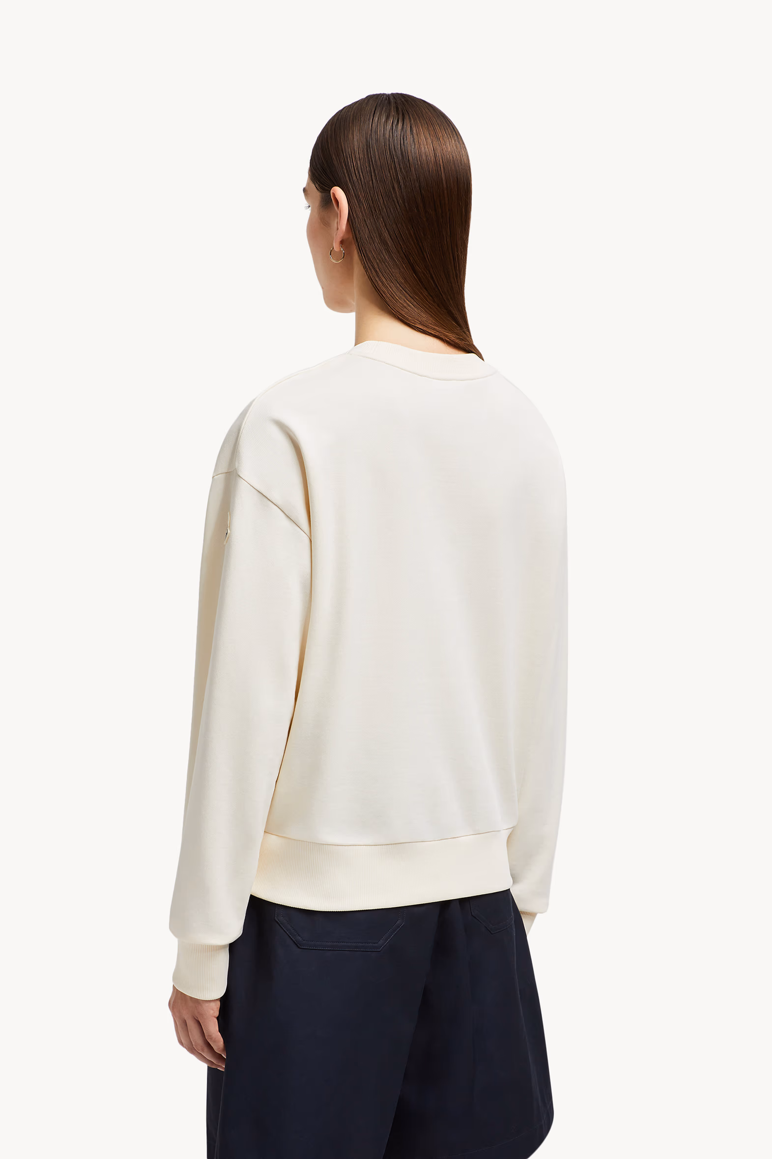 Sudadera de algodón con logotipo tonal bordado Mujer Blanco Marfil Moncler 5